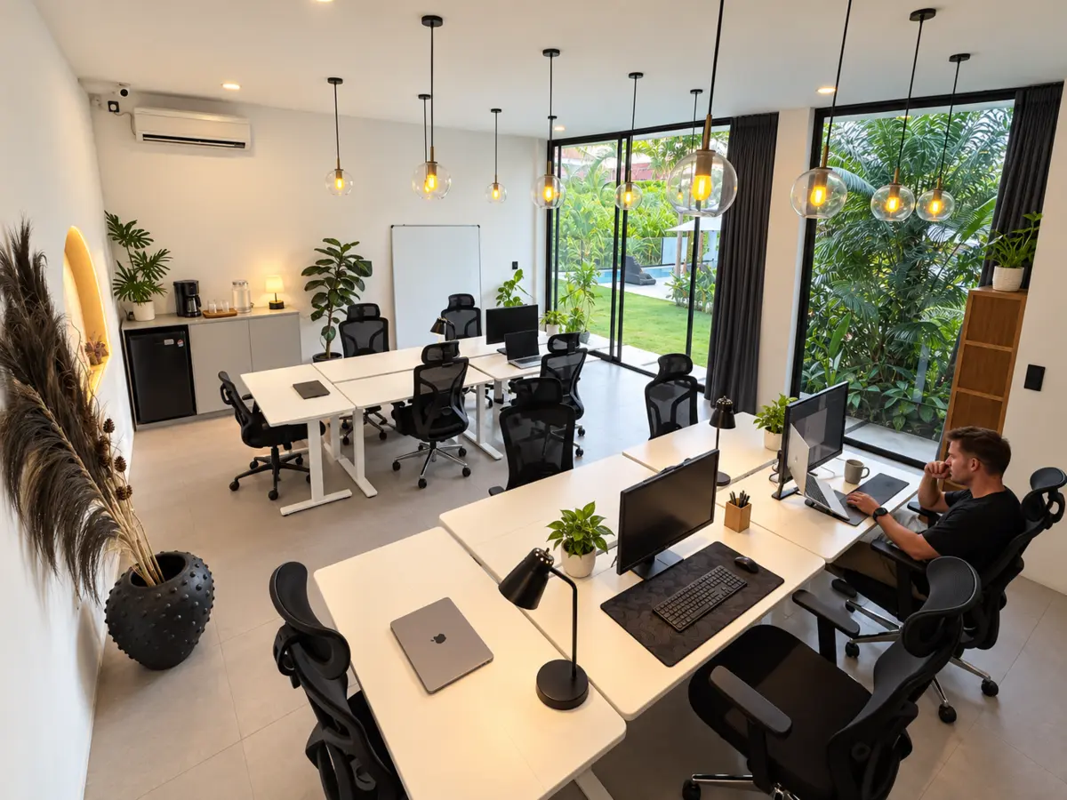 Private coworking space with dedicated desks